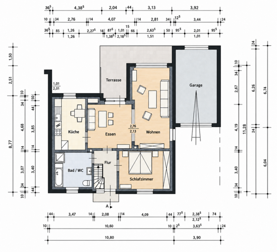 Grundriss Erdgeschoss Einfamilienhaus Georgsmarienh�tte